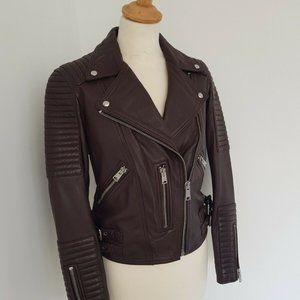 NWOT All Saints Estella oxblood leather jacket size US 6